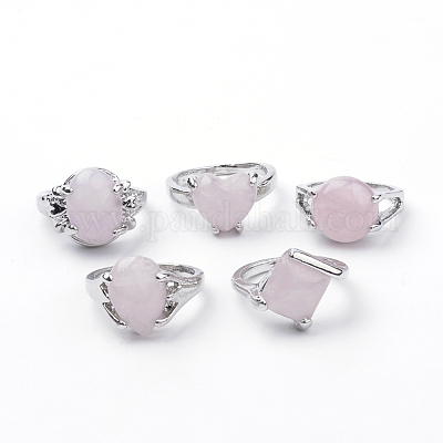 Природного розового кварца кольца G-S242-09-B-1