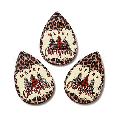 Большие подвески из дерева с односторонним принтом X-WOOD-H102-03E-1