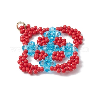 Подвески-ромбы из стеклянного бисера ручной работы PALLOY-MZ00500-03-1