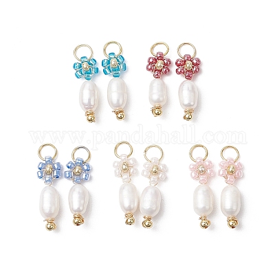 Подвески-цветы из стеклянных бусинок PALLOY-MZ00679-1