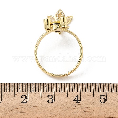 Регулируемые кольца для женщин с микропаве из латуни и кубическими цирконами RJEW-K307-01G-23-1