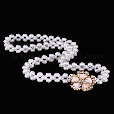 Эластичные цепочные ремни из сплава и акрила с бусинами-имитаторами WG979C0-01-1