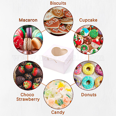 Квадратные бумажные коробки для печенья с прозрачным окошком в форме сердца CON-TAC0001-12C-01-1