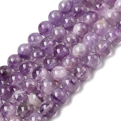 Нити круглых бусин из натурального лавандового аметиста G-O134-08-8mm-01-1