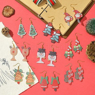 4 шт. рождественские латунные серьги-подвески для женщин EJEW-FS00055-1