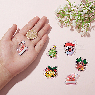 30шт 5 стиля ПВХ пластик с пластиковыми кабошонами с пайетками KY-CJ0001-37-1