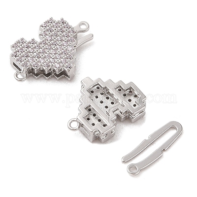 Латунный микро-pave прозрачный кубический цирконий крюк и s-крюк застежки KK-S388-05P-02-1