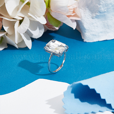 1 шт регулируемый 925-х серебряный прямоугольный компонент кольца STER-BC0003-67P-1