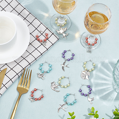 Подвески для бокалов для вина в тибетском стиле с птицами AJEW-AB00067-1