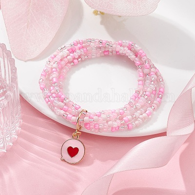 Многониточный браслет из стеклянных бусин BJEW-JB09527-03-1