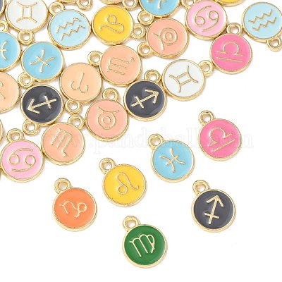 48 шт. 12-цветные подвески из сплава и эмали ENAM-FS0003-98-1