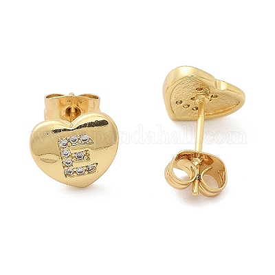 Серьги-гвоздики из латуни с микропаве из прозрачного кубического циркония EJEW-K299-01G-E-1