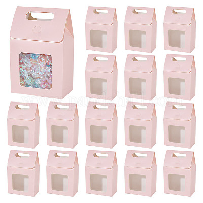 Прямоугольные бумажные подарочные пакеты с окошком CON-WH0088-85B-1