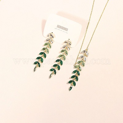 Ожерелье и серьги-гвоздики из пшеничного сплава с кубическим цирконием градиентного цвета FS-WGBA5F1-03-1