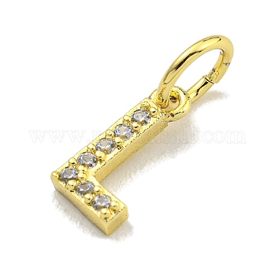 Подвески из латуни с буквами микро паве и прозрачным кубическим цирконием KK-K354-06G-L-1