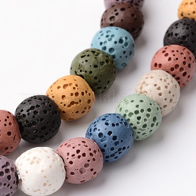 15 In Strand of 8MM Dyed Lava Rock Round Beads Light Blue