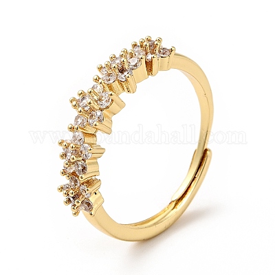 Регулируемое кольцо с цветком из прозрачного кубического циркония RJEW-I087-08G-1