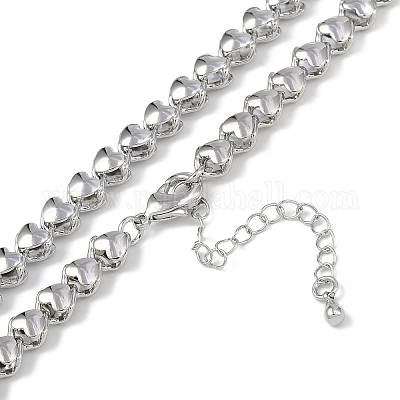 Латунные цепочки в форме сердца с покрытием для женщин NJEW-K382-14B-P-1