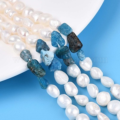 Натуральные апатитовые самородки и нити из натурального культивированного пресноводного жемчуга PEAR-N023-01A-09-1
