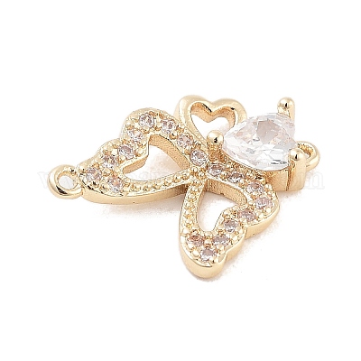 Подвески из латуни с прозрачным фианитом и полым соединителем KK-Z061-03G-1