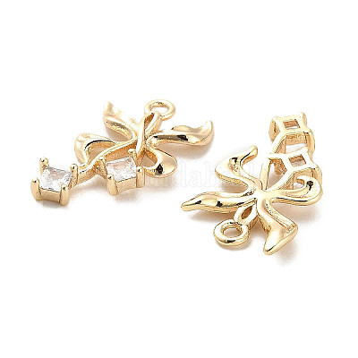 Латунные микропаве прозрачные подвески с фианитом KK-C054-06G-1