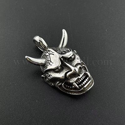 Мужские ожерелья с подвеской в виде лица призрака из нержавеющей стали 304 в стиле ретро-хип-хоп CE6192-1