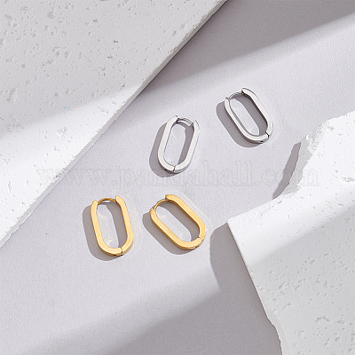 6 пара сережек-колец Huggie Hoop из нержавеющей стали 304 двух цветов STAS-UN0025-25-1