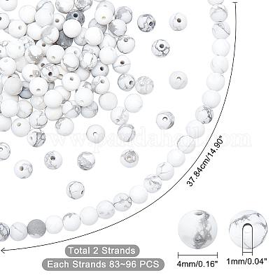 2 нити матовых синтетических круглых бусин из говлита G-PH0019-33-1