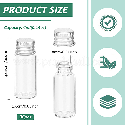 Пробирки для хранения стеклянных шариков с алюминиевой винтовой крышкой AJEW-WH0818-009-1