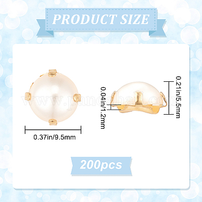 GORGECRAFT 200Pcs Sewing Pearl Beads Two Holes Sew on Pearls and  Rhinestones with Gold Claw Flatback Half Round Pearl Garment Accessories  for Craft
