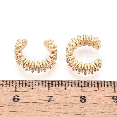 Латунные серьги-манжеты из прозрачного кубического циркония EJEW-T047-57G-1