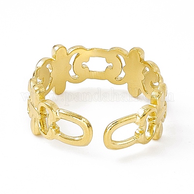 Ионное покрытие(ip) 304 нержавеющая сталь манжета кольцо для женщин RJEW-C060-20G-1