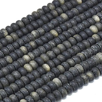 Естественный золотистый отлив обсидиан бисер пряди G-P575-A29-6x4mm-1