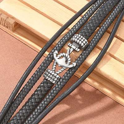 Плетеные браслеты из микрофибры и кожи BJEW-Q010-04A-1