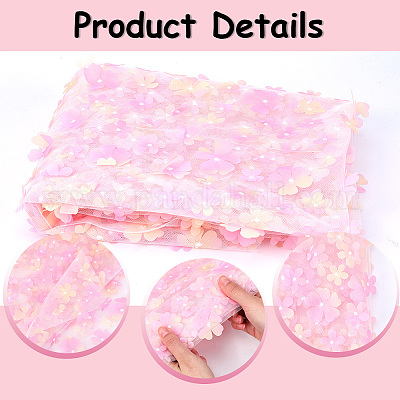 Полиэстеровая сетчатая ткань с вышитыми цветами DIY-WH20002-207A-1