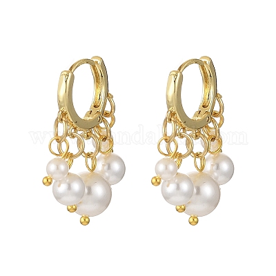 Круглые серьги-люстры с жемчужными бусинами EJEW-JE06354-1