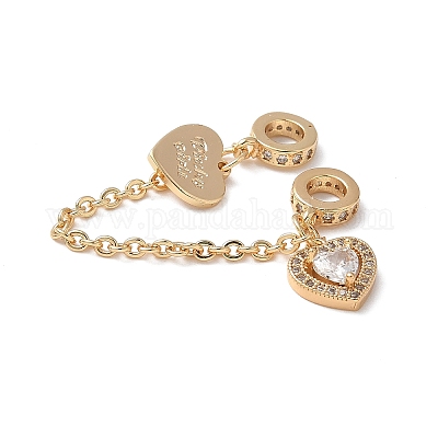 Латунный микропаве прозрачный кубический цирконий кабельная цепочка европейские бусины KK-G531-07D-G-1