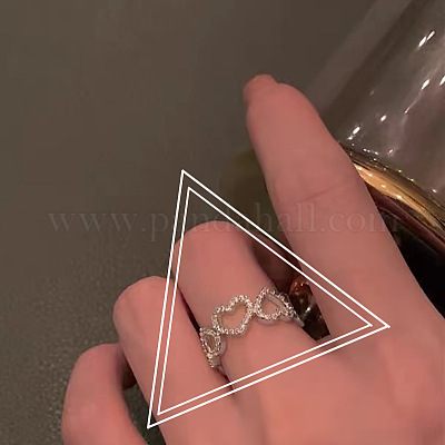 Кольца-манжеты из полого сердца с микропаве из латуни и прозрачным кубическим цирконием для женщин FS-WGA6091-01-1