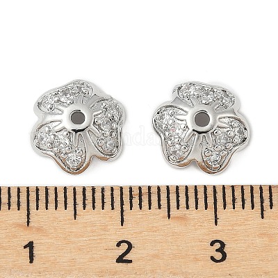 Колпачки для бусин из прозрачного кубического циркония из латуни KK-V015-33P-1