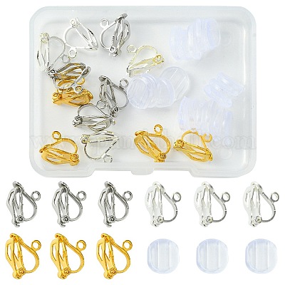 12шт 3 цвета латунные клипсы для серег KK-FS0001-28-1