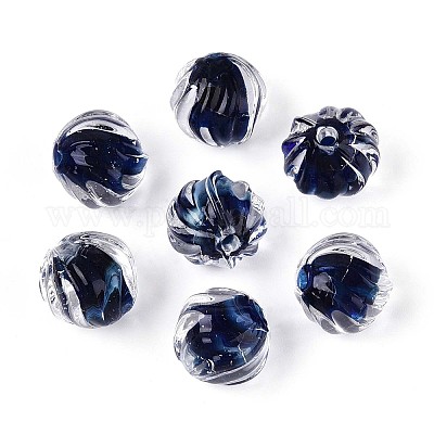 Фактурные внутренние бусины-лэмпворк ручной работы с цветком LAMP-T024-07A-1