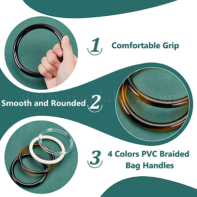 8 шт. 4-х цветные плетеные ручки для сумок из ПВХ&nbsp;DIY-PH0022-36-1