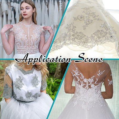 1 шт. полиэстер с вышитыми стеклянными украшениями DIY-PH0031-82A-1