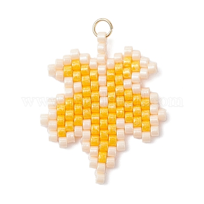 Подвески из стеклянных бусин в виде кленовых листьев PALLOY-MZ00889-01-1