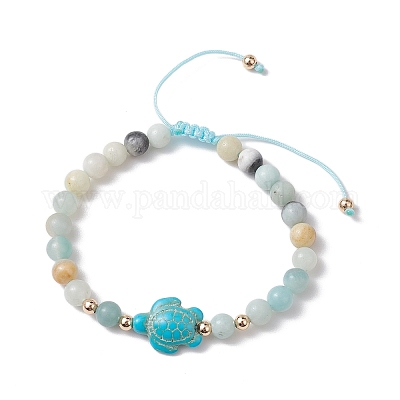 Браслеты из плетеных бусин с натуральным цветком амазонита BJEW-JB10692-04-1