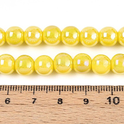 Гальванические непрозрачные стеклянные бусины GLAA-T032-P8mm-AB16-1