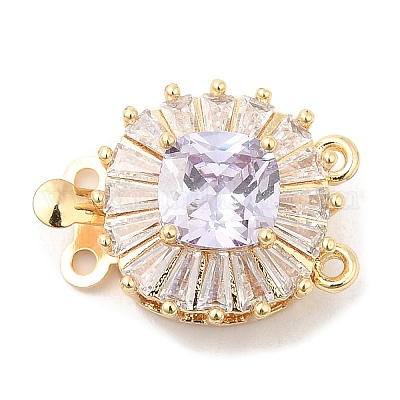 Латунные застежки из прозрачного кубического циркония с микропаве KK-E052-01A-G03-1