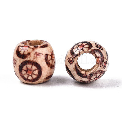 Печатные бусы из натурального дерева WOOD-N018-07C-1