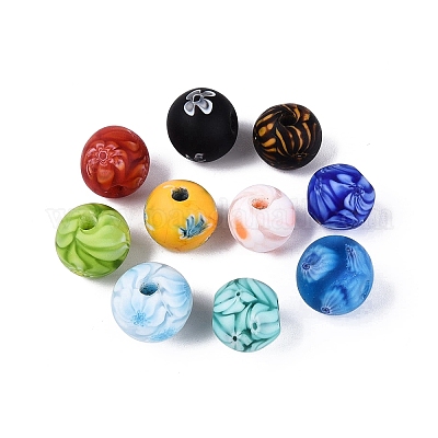 Handgemachte Millefiori Glas runde Perlen&nbsp;LA-N001-01E-13MM-1