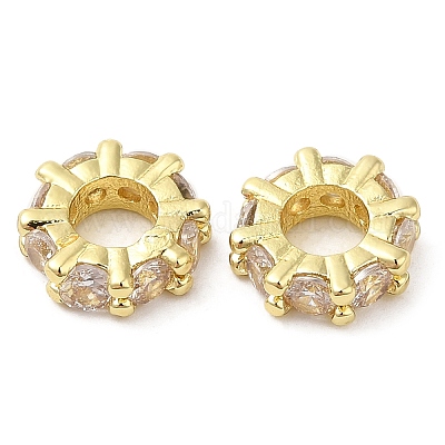 Реечное покрытие латунь микро паве кубический цирконий европейские бусины KK-M252-09G-1